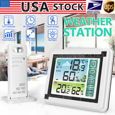 Digital Lcd Indoor Outdoor Weather Station Clock Calendar Thermometer Humidity