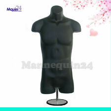 Male Torso Mannequin Black With Table Top Stand Hanging Hook Men Dress Form