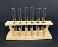 Test Tube Rack With 6 Test Tubes 18x150mm - Wood - Holds 6 Test Tubes - New