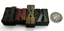 4 Vintage Mixed Font Letterpress Wood Type Ks. Beautiful Patina