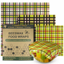 Organic Beeswax Food Wrap Set Of 7 - Reusable Wax Food Wrap Small Medium Large