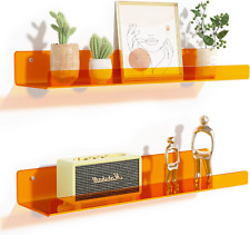 Clear Orange Acrylic Shelves For Wall Storage 15 Acrylic Floating Shelves