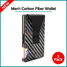 Men Rfid Blocking Money Clip Slim Carbon Fiber Credit Card Holder Metal Wallet