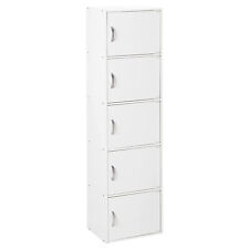Hodedah 5 Shelf Home And Office Enclosed Organization Storage Cabinet White