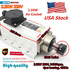 Square 2.2kw Er20 Air Cooled Spindle Motor 4 Bearing 24000rpm For Cnc Routerus
