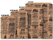 Newsprint Kraft Design Flat Paper Merchandise Bags Choose Size Package Amount