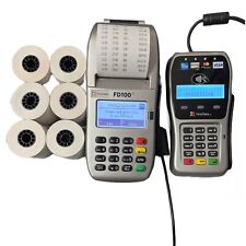 First Data Fd130 Duo Credit Card Machine With Fd35 Emv Nfc Pin Pad  6 Rolls