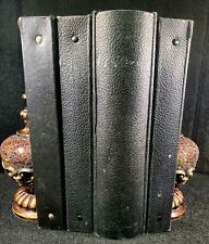 4 Vintage Black Pebbled Leather 3 Ring Binders Eagle Line Accuracy Office Crafts