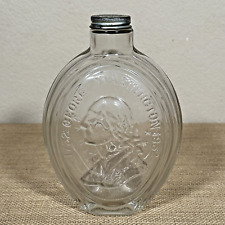 George Washington 1752-1932 Vinegar Bitters Flask Clear Glass W Lid Eagle Vtg