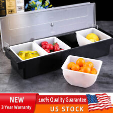 Ice Cooled Condiment Serving Container Chilled Garnish Tray Bar Caddy 4 Tray