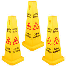 Vevor 3 Pcs Wet Floor Signs Safety Yellow Caution Wet Floor 4 Sided Cone Signs