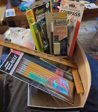 Lot Of Rare Vintage Office Supplies. Protractors Pencils Rulers And More