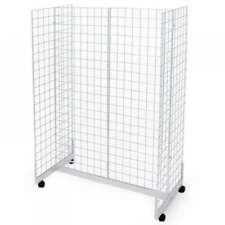Gridwall Panel Display Fixture With Gondola Base With Casters - White