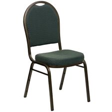 Dome Back Stacking Banquet Chair With Green Patterned Fabric Gold Vein Frame