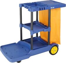 Commercial Traditional Cleaning Janitorial 3-shelf Cart 500 Lbs Capacity Blue