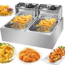 5000w Electric Deep Fryer 12l Dual Tank Commercial Restaurant Frying Basket