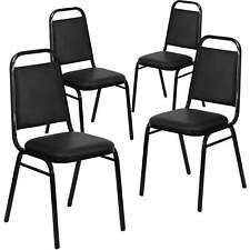 4 Pack Trapezoidal Back Stacking Banquet Chair In Black Vinyl