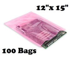 100x Anti-static Bags 12x 15 2 Mil Large Pink Poly Bag Open Ended Motherboard