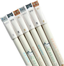 Colorful Cats Design 0.38mm Gel Pens Black Ink Pen Pack Of 6 Pcs