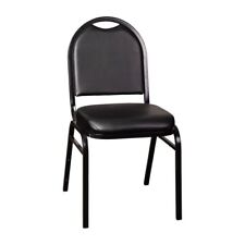 Dome Back Stacking Banquet Chair With Black Vinyl And Black Vein Frame
