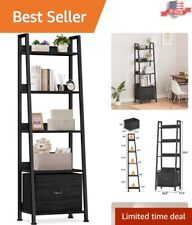Industrial 5-tier Ladder Shelf With Drawer - Versatile Storage Organizer