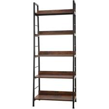 Industrial Bookshelf Ladder Shelf 5 Tier Bookcase Wood Storage Rack Flower Stand