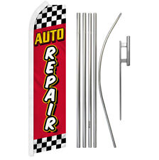 Auto Repair Advertising Swooper Feather Flutter Flag Pole Kit Mechanic Red