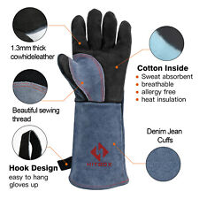 Welding Gloves 16 With Kevlar Stitching 932 Heat Fire Resistant Mitts Tig Mig