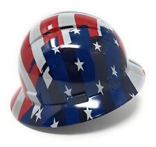 Usa Flag Full Brim Hard Hat With With Fas-trac Suspension With Air Flow Vents