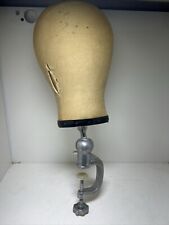 Vtg Continental Canvas Cloth Hat Block Wig Head Form Tabletop Mount Stand