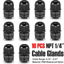 10pcs Npt 14 Nylon Cable Glands 0.15 - 0.31 Dia Strain Relief Cord Connectors