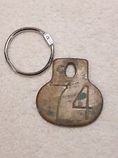 Vtg Brass Cow Tag Dairy Farm Cattle Check Marker Id Tag Number 74 Ships Free