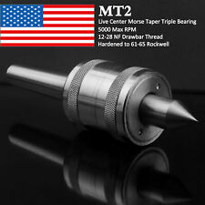 Mt2 Live Center Morse Taper Triple Bearing Lathe Centering Tool Medium Duty Cnc
