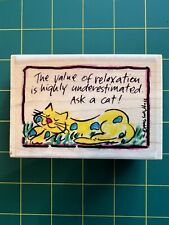 Stampassions F-1205 Ask A Cat Words Phrases Sayings Kitty Rubber Stamp
