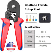 0.25-6mm Ratchet Bootlace Ferrule Crimper Crimping Crimp Tool Plier Wire End Us