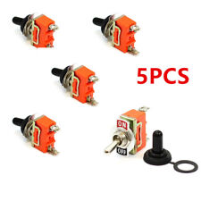 5pc Spst On Off For Marine Car Dash Light Toggle Flick Switch Waterproof 12v