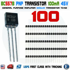 100 X Bc557b Bc557 Silicon Pnp Transistors 45v 100ma 500mw Amplifier To-92 Case