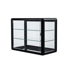 Tempered Glass Counter Top Display Showcase Framing W Glass Door And Lock Black