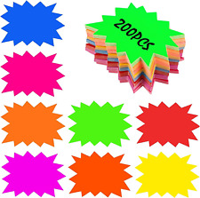 200 Pack Starburst Sale Signs Fluorescent Neon For Retail Garage Pricing Sign...