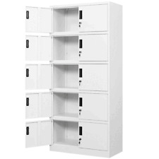 Metal Storage Cabinet With Locking Door 71h Steel Utility Locker For Home Office