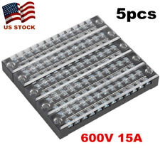 5pc Dual Row 12 Positions Screw Terminal Electric Barrier Strip Block 15a Us