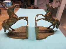 Pair Of Vintage Penco Solid Brass Horse Fence Jumping Bookends