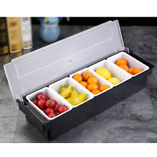 Condiment Serving Container Chilled Garnish Station Tray Bar Fruit Caddy 5-grids