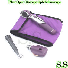 Fiber Optic Otoscope Ophthalmoscope Examination Led Diagnostic Ent Set Kit-purp