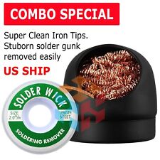 Us Soldering Solder Iron Tip Cleaner Steel Cleaning Wire Ball Holder Base Stand