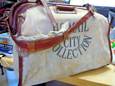 Vintage Us Postal Mail City Collection Leather Canvas With Shoulder Strap