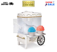 Nostalgia Snow Cone Machine Cart 160 Oz. White Side-shelf 2-cones Ice Scoop
