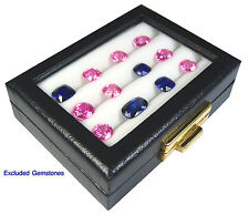 Top Glass Jewelry Gemstone Gem Display Box Organizer Show Case 7.5x10 Cm 3 Rows