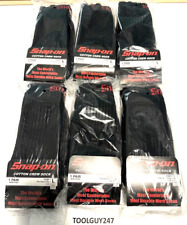 Snap On Tools 6 Pairs Crew Socks Mens Black Large Free Ship Made In Usa New