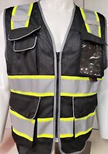 Fx High Visibility Reflective Black Or Blue Safety Vest W Id Pocket Fxsv8-bk